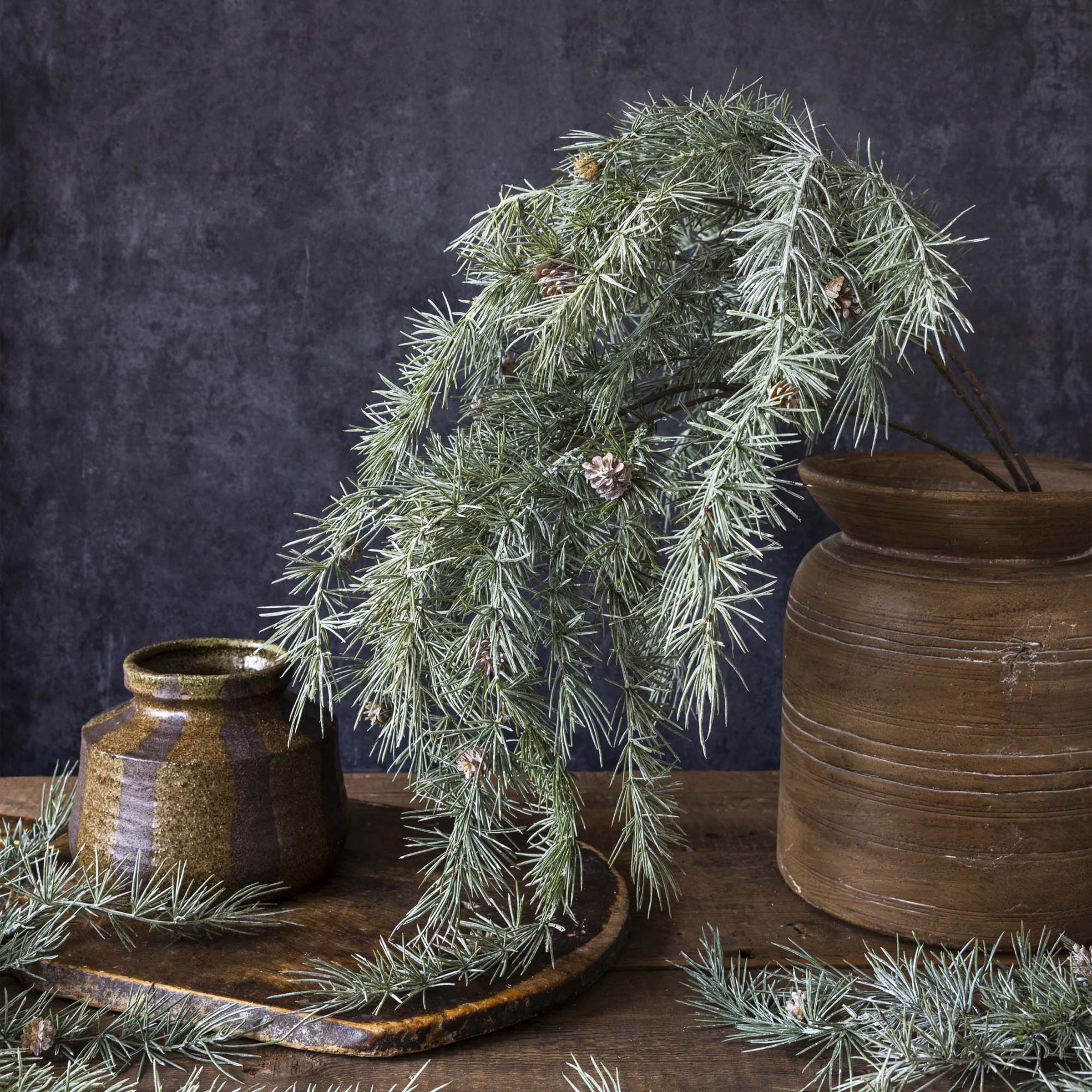 Artificial Cedar and Pinecone Branch